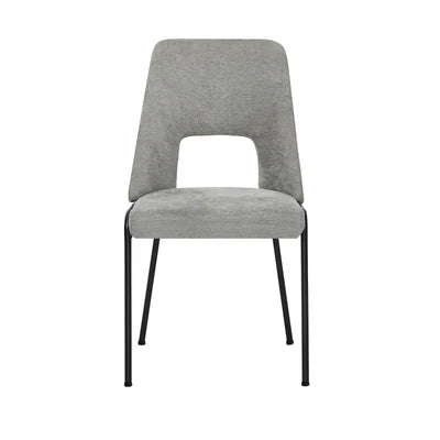 DCH-HOLO-GY-2PC Oikiture 2x Dining Chairs Chenille Fabric Kitchen Side Chair Grey