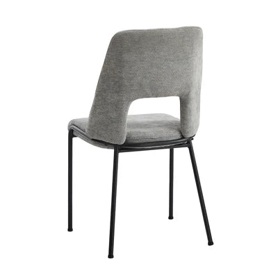 DCH-HOLO-GY-2PC Oikiture 2x Dining Chairs Chenille Fabric Kitchen Side Chair Grey