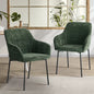 DCH-JORN-CH-GN-2PC Oikiture 2x Dining Chairs Kitchen Accent Armchairs Chenille Fabric Green