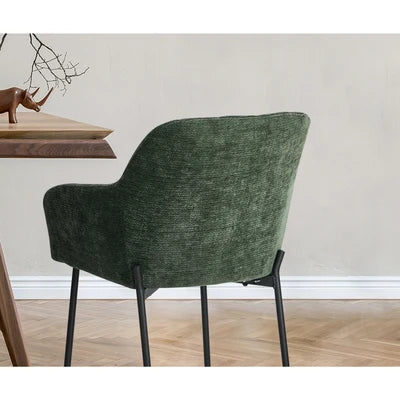DCH-JORN-CH-GN-2PC Oikiture 2x Dining Chairs Kitchen Accent Armchairs Chenille Fabric Green