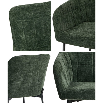 DCH-JORN-CH-GN-2PC Oikiture 2x Dining Chairs Kitchen Accent Armchairs Chenille Fabric Green