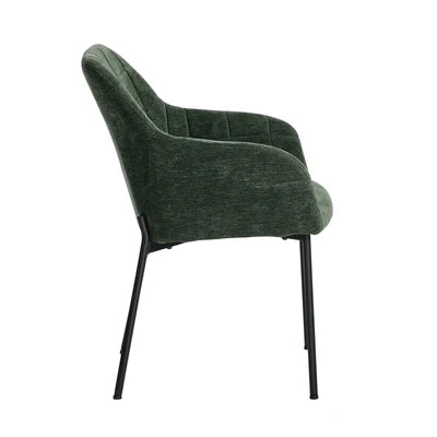 DCH-JORN-CH-GN-2PC Oikiture 2x Dining Chairs Kitchen Accent Armchairs Chenille Fabric Green