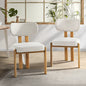 DCH-KAYA-WDBG-2PC Oikiture Set of 2 Dining Chairs Linen Fabric Kitchen Chair Padded Seat Beige