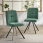 DCH-LOUIE-GN-2PC Oikiture 2x Dining Chair Kitchen Seat Linen Fabric Accent Chair Green