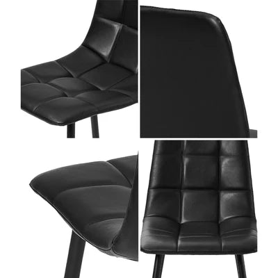 DCH-SQUARE-BK-4PC Oikiture 4x Padded Dining Chairs Kitchen PU Leather Seat Retro Black