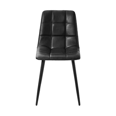 DCH-SQUARE-BK-4PC Oikiture 4x Padded Dining Chairs Kitchen PU Leather Seat Retro Black