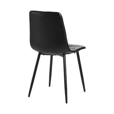 DCH-SQUARE-BK-4PC Oikiture 4x Padded Dining Chairs Kitchen PU Leather Seat Retro Black