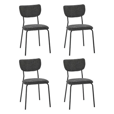 DCH-SUM-LN-GY-4PC Oikiture Set of 4 Dining Chairs Linen Fabric Padded Seat Grey