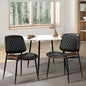 DCH-UBI-BK-2PC Oikiture 2x Dining Chairs Retro Faux Leather Solid Beech Wood Metal Legs Black