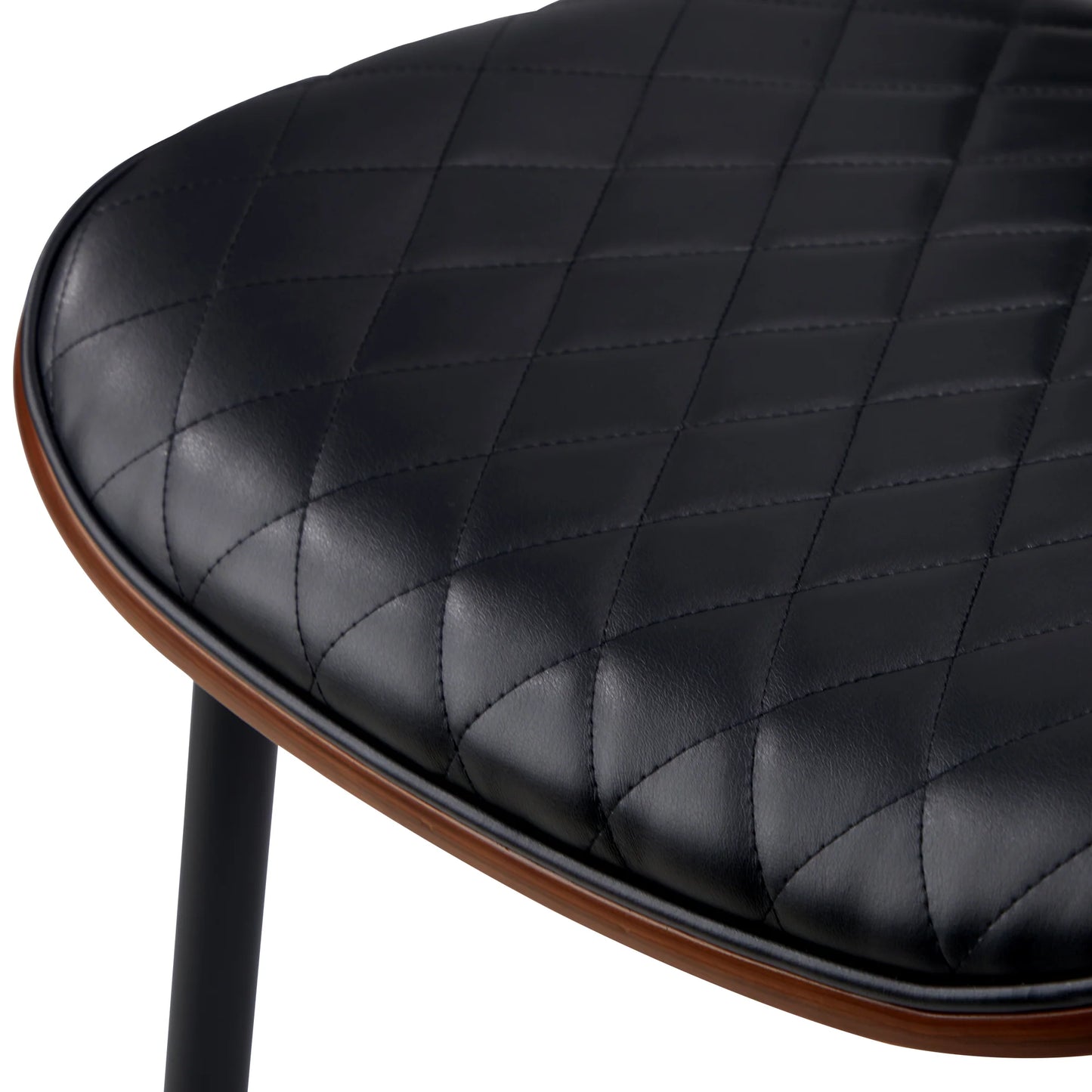 DCH-UBI-BK-2PC Oikiture 2x Dining Chairs Retro Faux Leather Solid Beech Wood Metal Legs Black