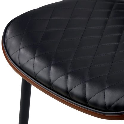 DCH-UBI-BK-2PC Oikiture 2x Dining Chairs Retro Faux Leather Solid Beech Wood Metal Legs Black