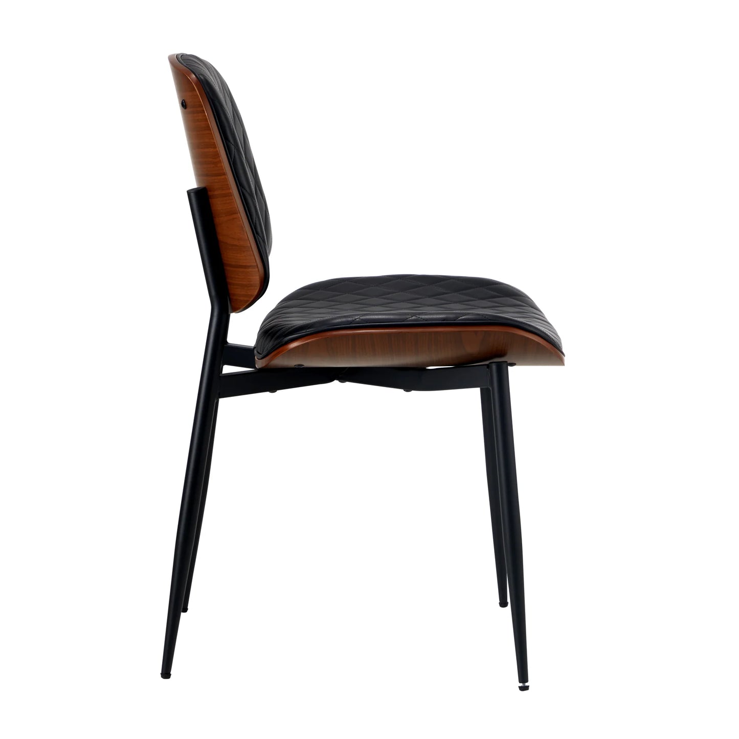 DCH-UBI-BK-2PC Oikiture 2x Dining Chairs Retro Faux Leather Solid Beech Wood Metal Legs Black