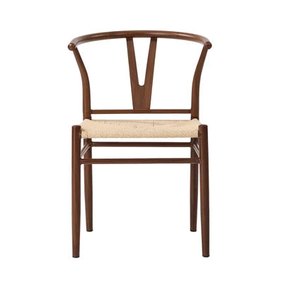 DCH-YCH-MET-WN-2PC Oikiture 2x Dining Chair Metal Hans Wegner Chair Wishbone Cafe Lounge Walnut