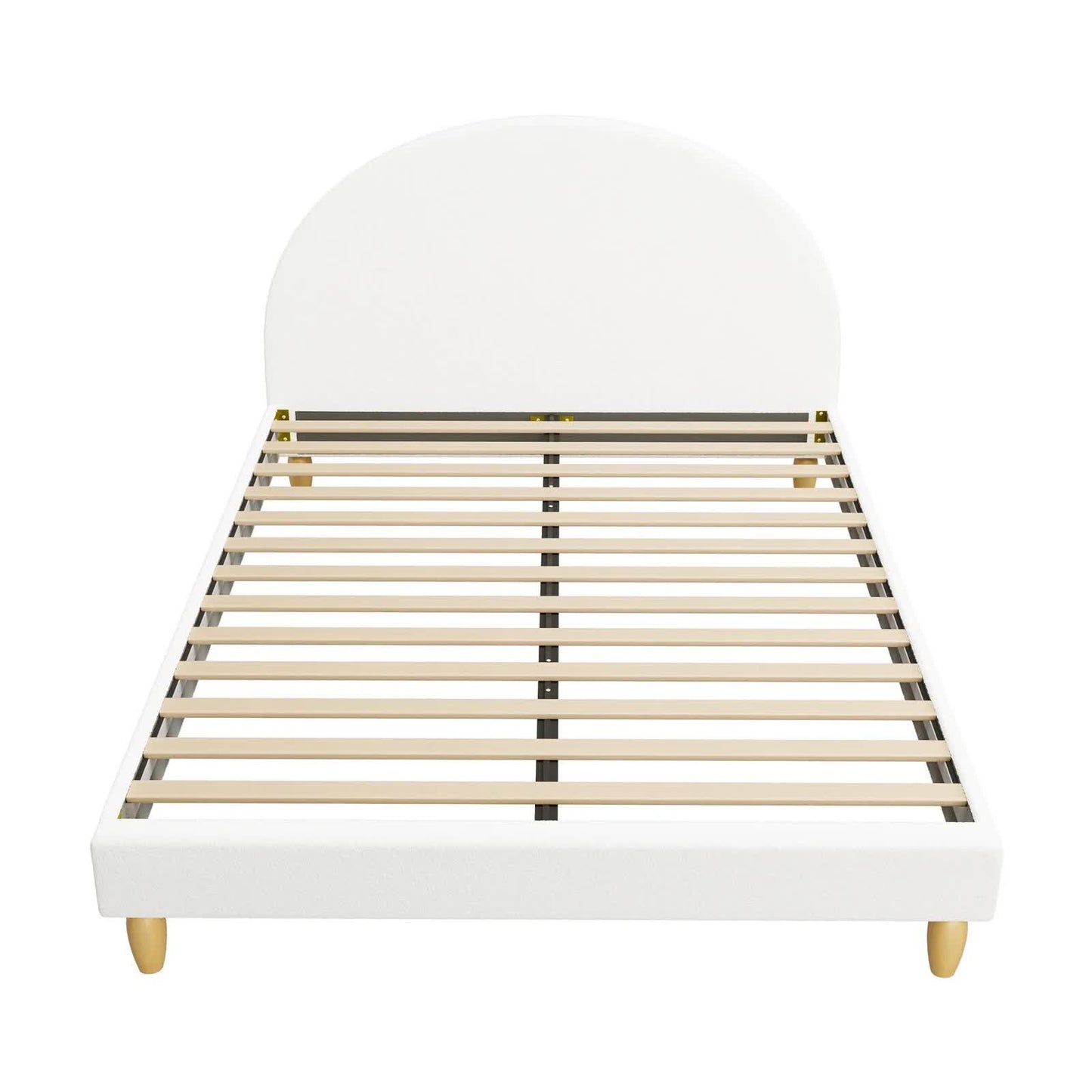 BF-B-MUNA-D-SP-WH-AB Oikiture Bed Frame Double Size Boucle Fabric Arched Beds Platform