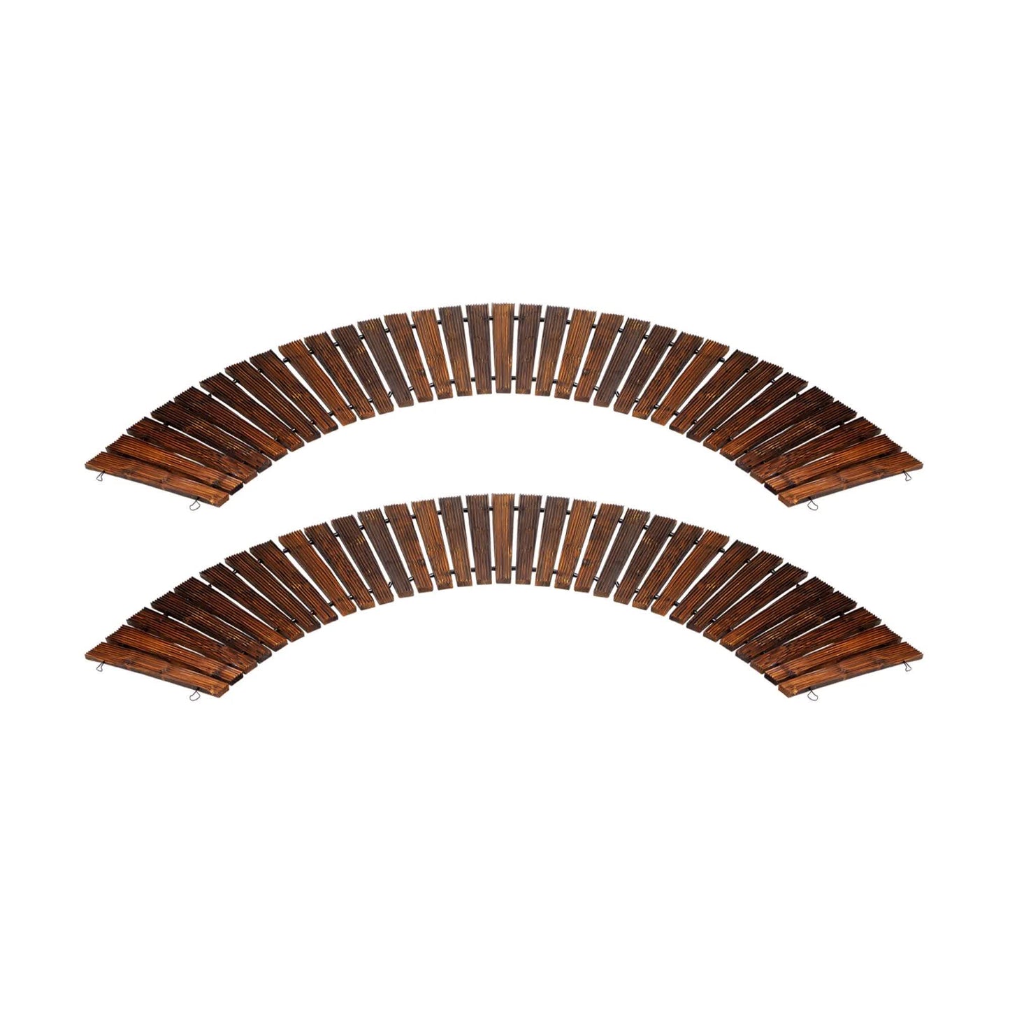 OD-WD-PWC-CA-2PC Livsip 2PC Curved Garden Wooden Pathway 8ft Roll-Out Curved Wood Walkway Backyard