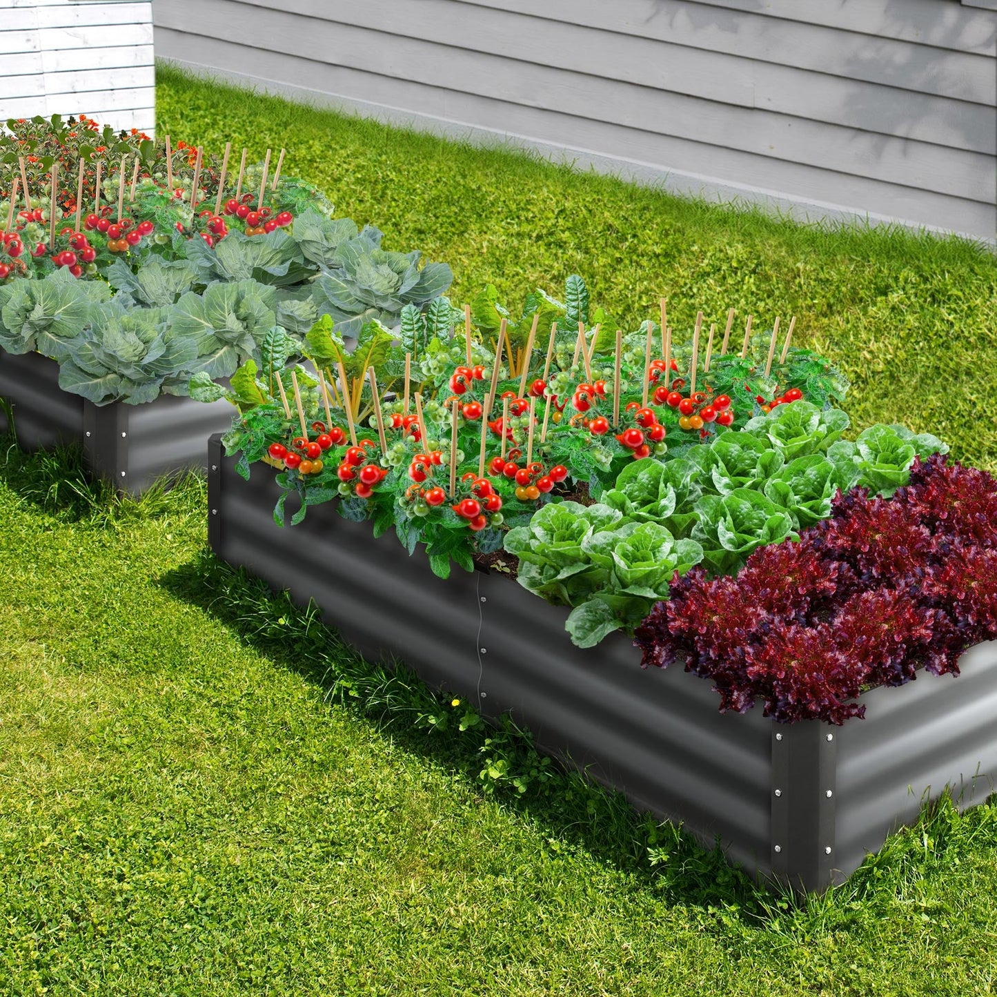 GB-30-15090-GY-2PC Livsip Garden Bed Raised Instant Planter x 2 Galvanised Steel 150 x 90 x 30CM