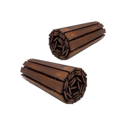 OD-WD-PWC-CA-2PC Livsip 2PC Curved Garden Wooden Pathway 8ft Roll-Out Curved Wood Walkway Backyard