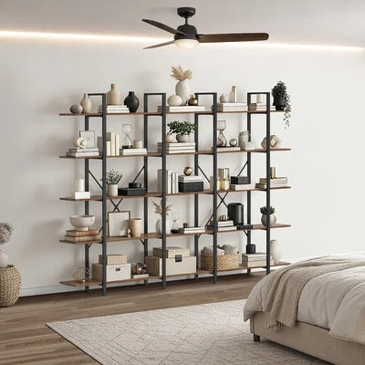 DS-5S-120-BR Oikiture 5 Tier Display Shelf Stand Bookshelf Metal Storage Industrial 1.2m