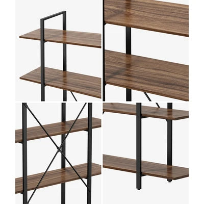 DS-5S-120-BR Oikiture 5 Tier Display Shelf Stand Bookshelf Metal Storage Industrial 1.2m