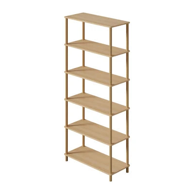 DS-BOHO-5TIER-WD Oikiture Bookshelf 5 Tier Display Shelf Storage Shelves Stand Rack Natural