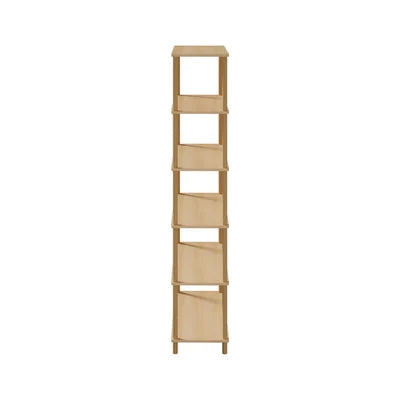DS-BOHO-5TIER-WD Oikiture Bookshelf 5 Tier Display Shelf Storage Shelves Stand Rack Natural