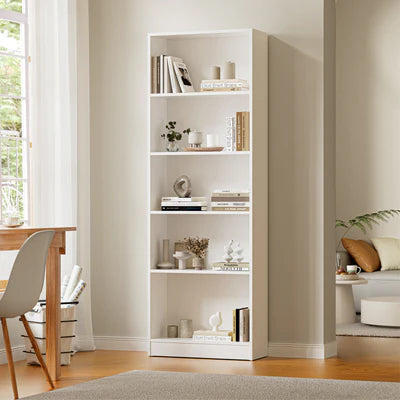 DS-COMO-5S-WH Oikiture Bookshelf Display Shelf 5-Tier White