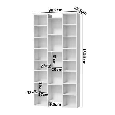 DS-DISCO-WH-AB Oikiture Bookshelf Display Shelf CD DVD Storage Media Rack Stand Bookcase White