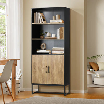 DS-MF-HONY-BKWD-AB Oikiture Display Shelf 5-Tier Storage Shelves Bookshelf Bookcase Cupboard
