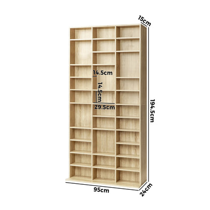 DS-MIDI-WD-AB Display Shelf Bookshelf Bookcase CD DVD Storage Media Stand Rack Oak