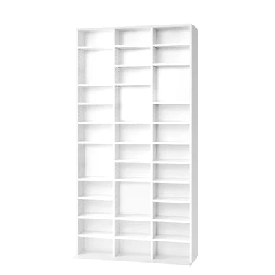 DS-MIDI-WH-AB Oikiture Bookshelf Display Shelf Bookcase CD DVD Storage Media Stand Rack White