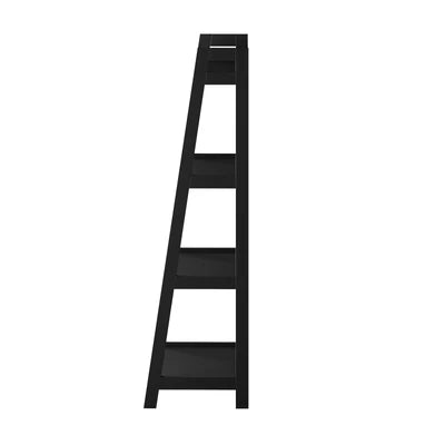 DS-VJ-LADR-4S-BK Oikiture Bookshelf 4 Tier Corner Ladder Shelf Home Storage Display Rack Black