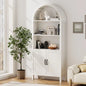 DS-XF-ARCH-2D-WH Oikiture Arched Bookshelf Display Shelf Bookcase Bookshelves Storage White