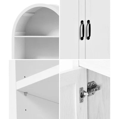 DS-XF-ARCH-2D-WH Oikiture Arched Bookshelf Display Shelf Bookcase Bookshelves Storage White