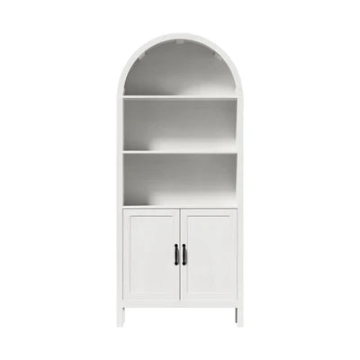 DS-XF-ARCH-2D-WH Oikiture Arched Bookshelf Display Shelf Bookcase Bookshelves Storage White