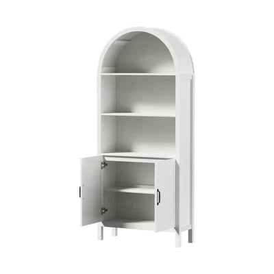 DS-XF-ARCH-2D-WH Oikiture Arched Bookshelf Display Shelf Bookcase Bookshelves Storage White