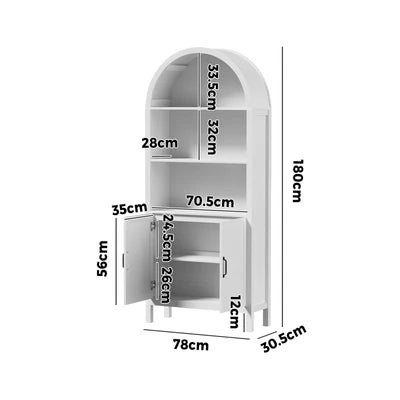 Scratched DS-XF-ARCH-2D-WH Oikiture Arched Bookshelf Display Shelf Bookcase Bookshelves Storage White