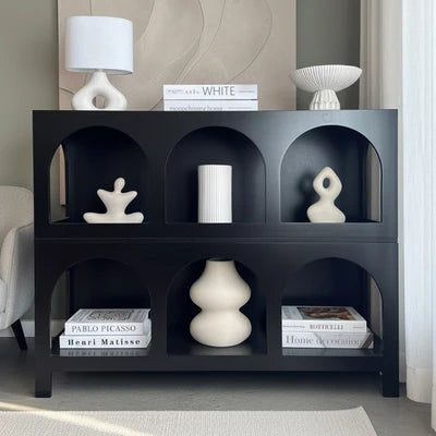 DS-ZION-6D-BK Oikiture Display Shelf Storage Stand Shelving Unit Bookcase Bookshelf Black