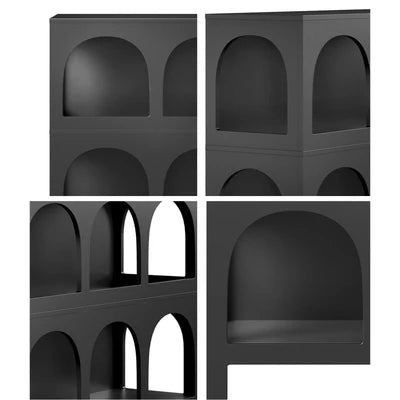 DS-ZION-6D-BK Oikiture Display Shelf Storage Stand Shelving Unit Bookcase Bookshelf Black
