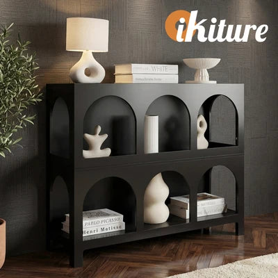 DS-ZION-6D-BK Oikiture Display Shelf Storage Stand Shelving Unit Bookcase Bookshelf Black