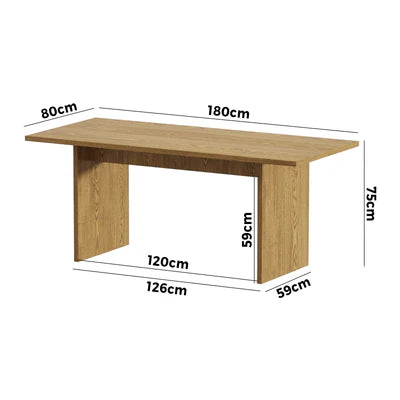 DTB-ALAN180-WD-AB Oikiture 180cm Dining Table Rectangular Kitchen Dining Table Timber Natural