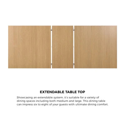 DTB-EX200-WD-AB Oikiture 200cm Extendable Dining Table Kitchen Restaurant Cafe Table Natural