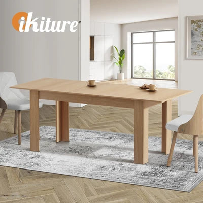 DTB-EX200-WD-AB Oikiture 200cm Extendable Dining Table Kitchen Restaurant Cafe Table Natural