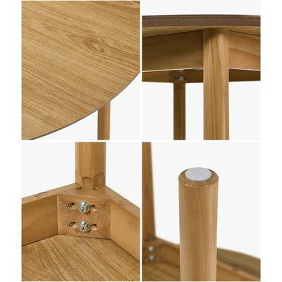 DTB-NN-D100-WD Oikiture Wooden Dining Table 100cm Round Table 4 Seater Pine Wood Legs Natural