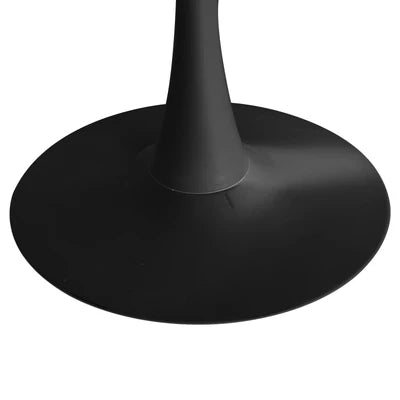 DTB-TULI-R60-WHBK Oikiture 60cm Dining Table Kitchen Marble Tulip Round Metal Leg White&Black
