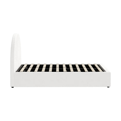 BF-B-JENA-Q-WH-ABC White QUEEN Seraphine Boucle Gas Lift Bed