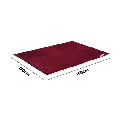 EBK-B-TRUG-WH-WR Bedra Electric Throw Rug Dual Side Heated Blanket Flannel&Sherpa Burgundy