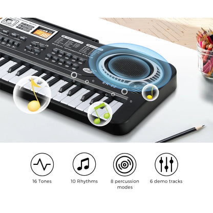 EK-02-BK Mazam 61 Keys Piano Keyboard Electronic Musical Kids Toy Gift With Microphone