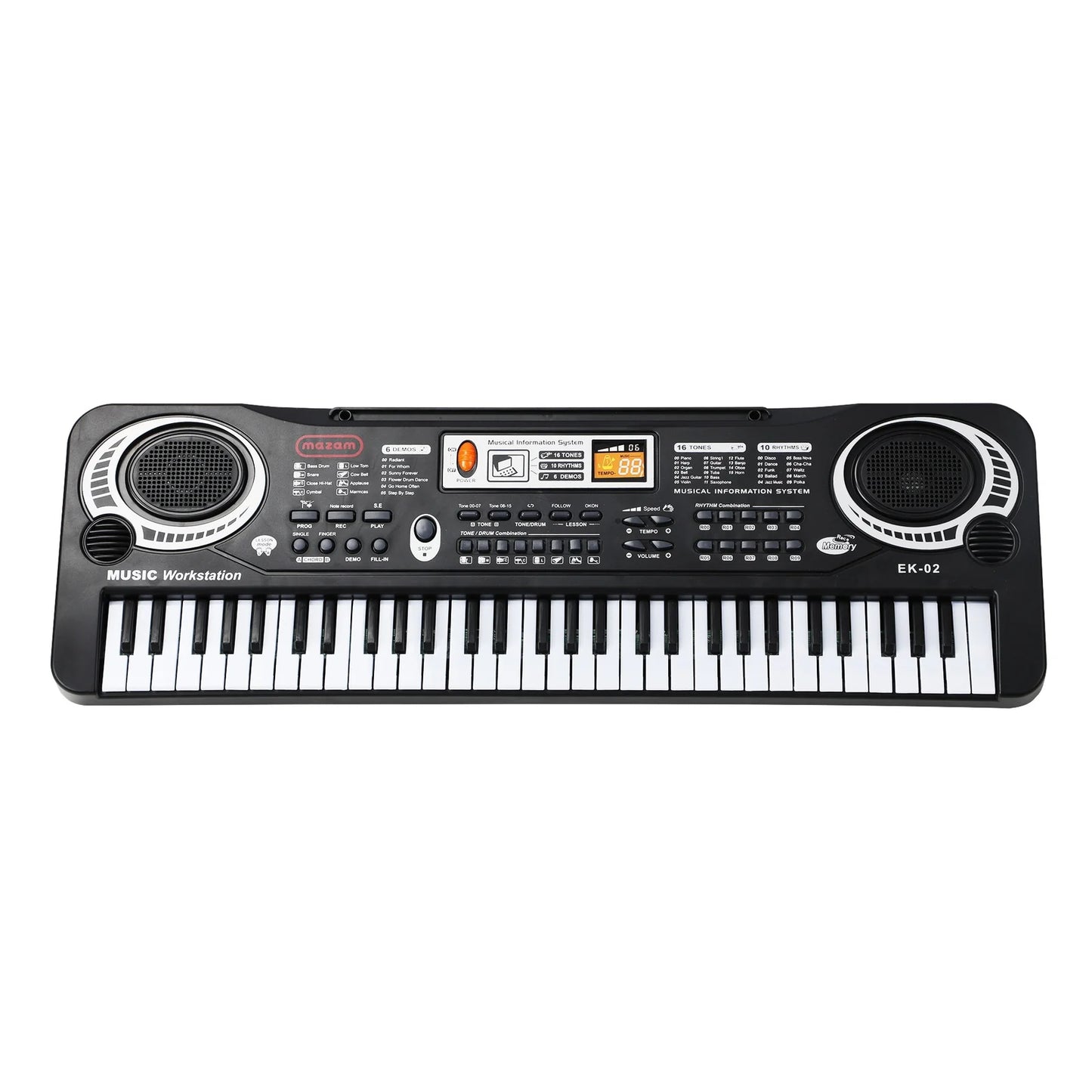 EK-02-BK Mazam 61 Keys Piano Keyboard Electronic Musical Kids Toy Gift With Microphone