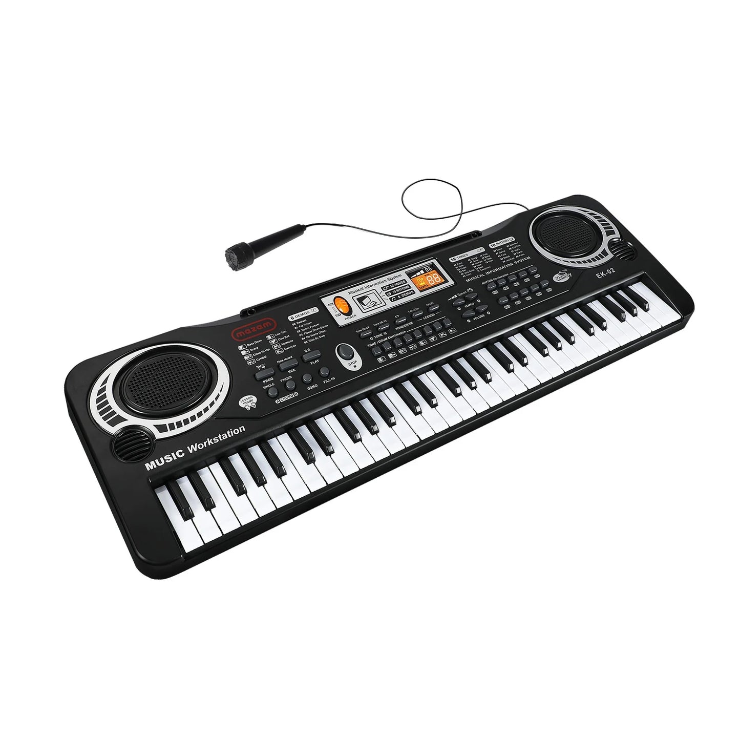 EK-02-BK Mazam 61 Keys Piano Keyboard Electronic Musical Kids Toy Gift With Microphone