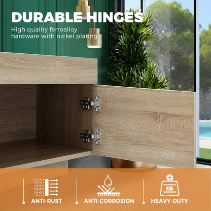 EU-B6-180-WD Oikiture TV Cabinet Entertainment Unit Stand Storage Drawer White Wooden 180cm